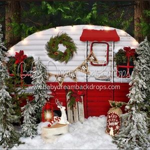 Christmas camper backdrop